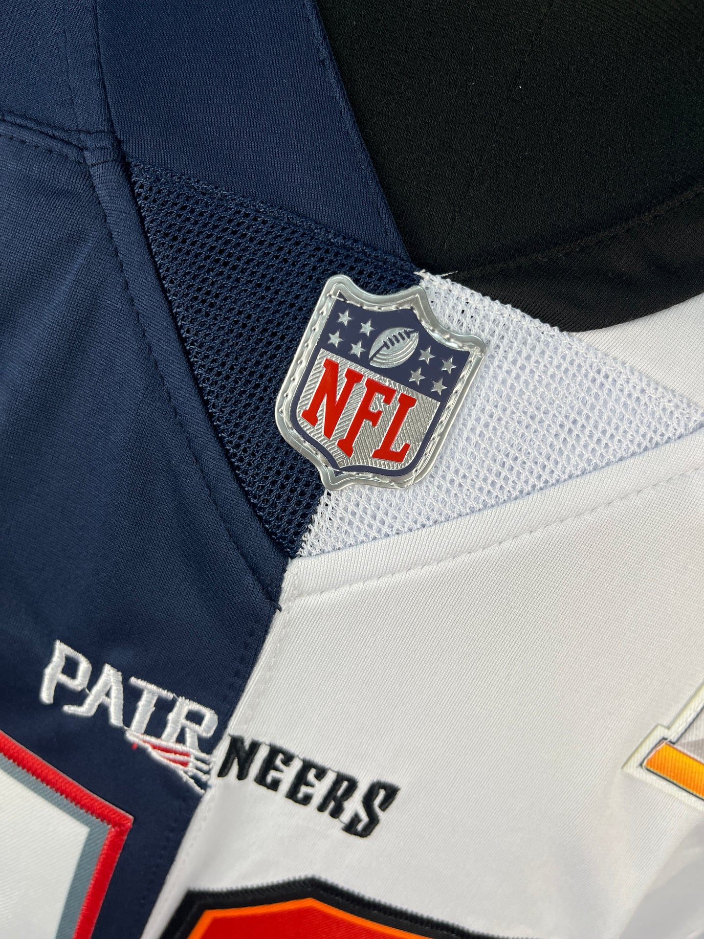 BRADY 12 White/Blue New England Patriots & Tampa Bay Buccaneers NFL Jersey (Split Edition)