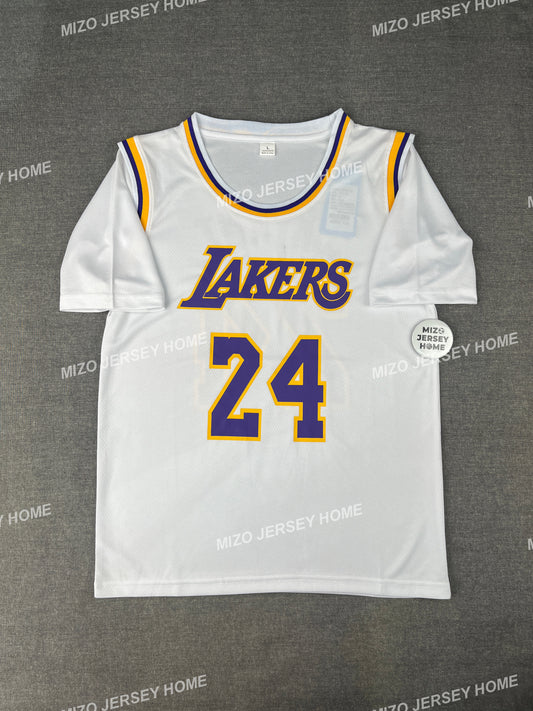 KOBE BRYANT 24 White Lakers White NBA T-SHIRT