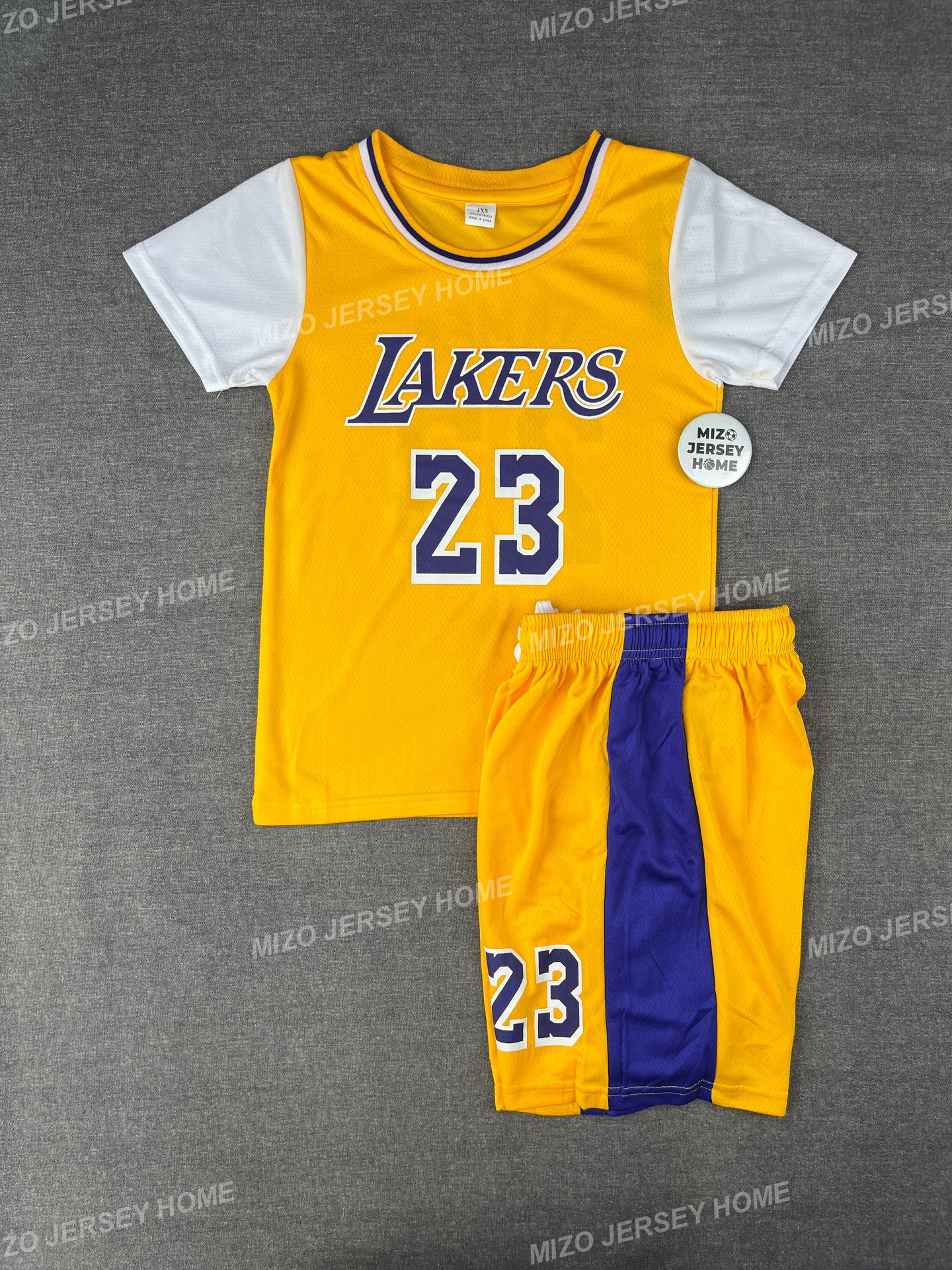 LEBRON JAMES 23 Yellow Lakers Kids Jersey Set