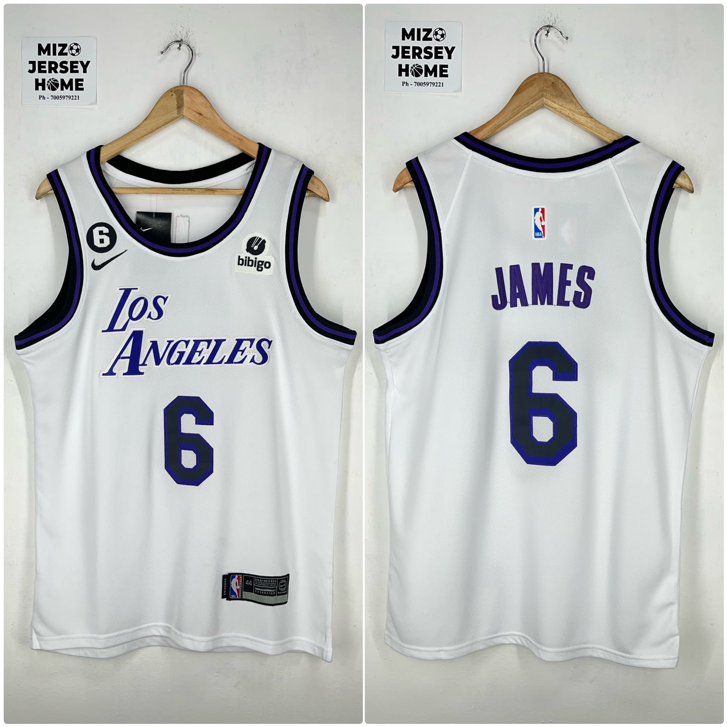 JAMES 6 White Los Angeles Lakers NBA Jersey
