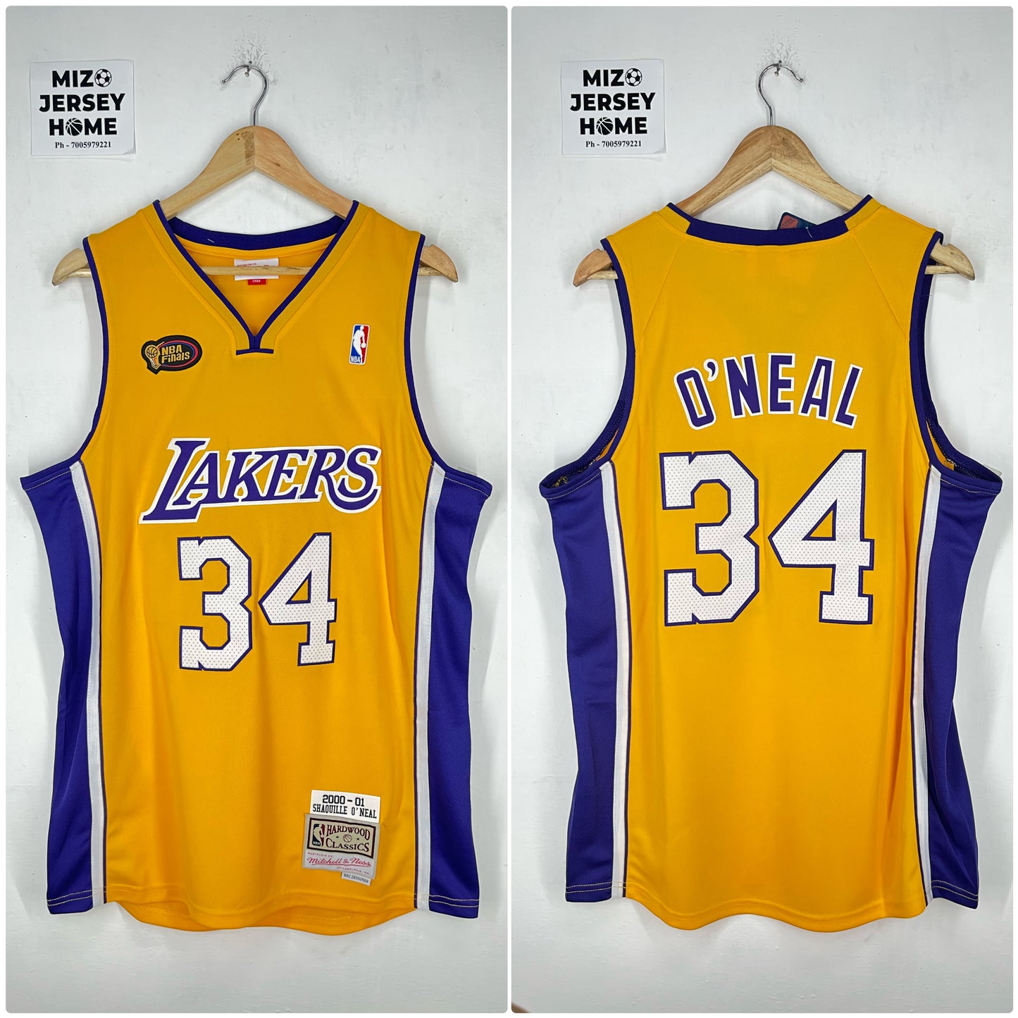 O'NEAL 34 Yellow Los Angeles Lakers NBA Jersey