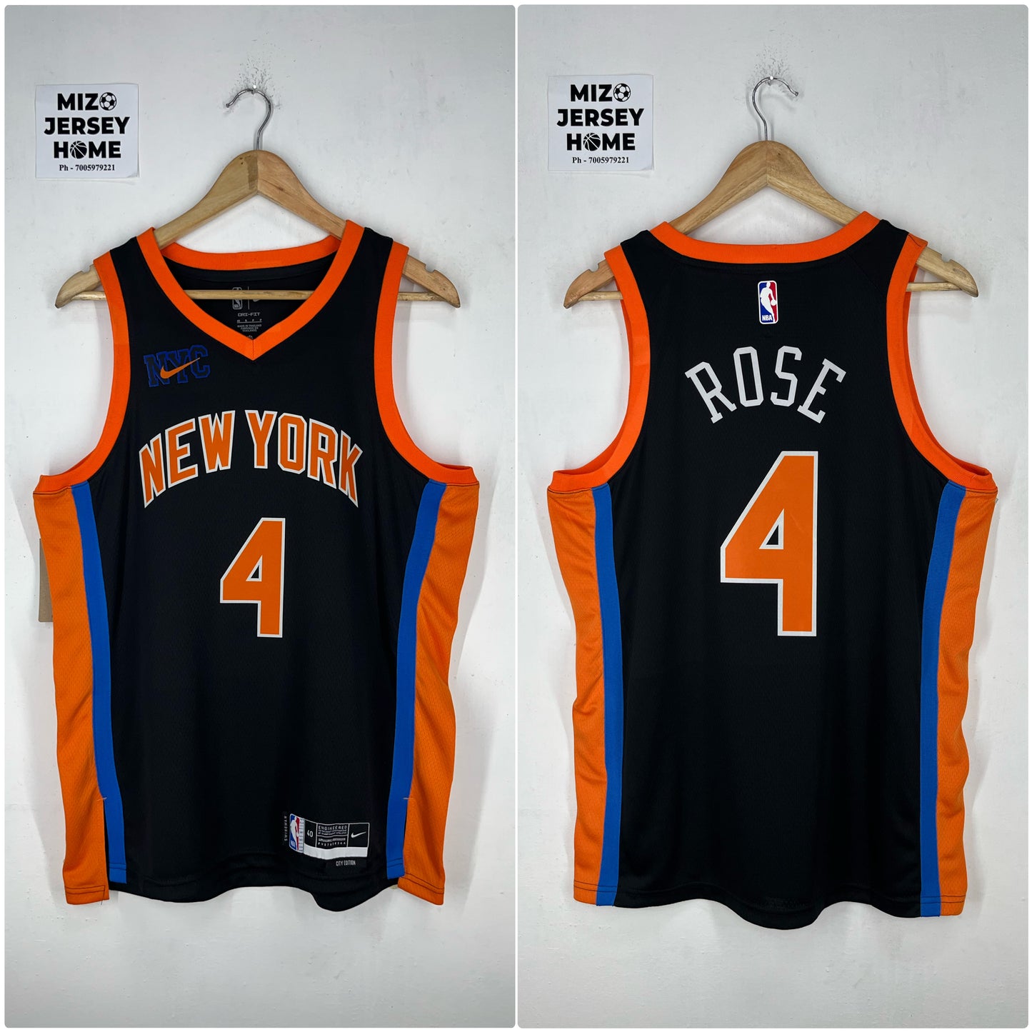 ROSE 4 Black New York Knicks NBA Jersey