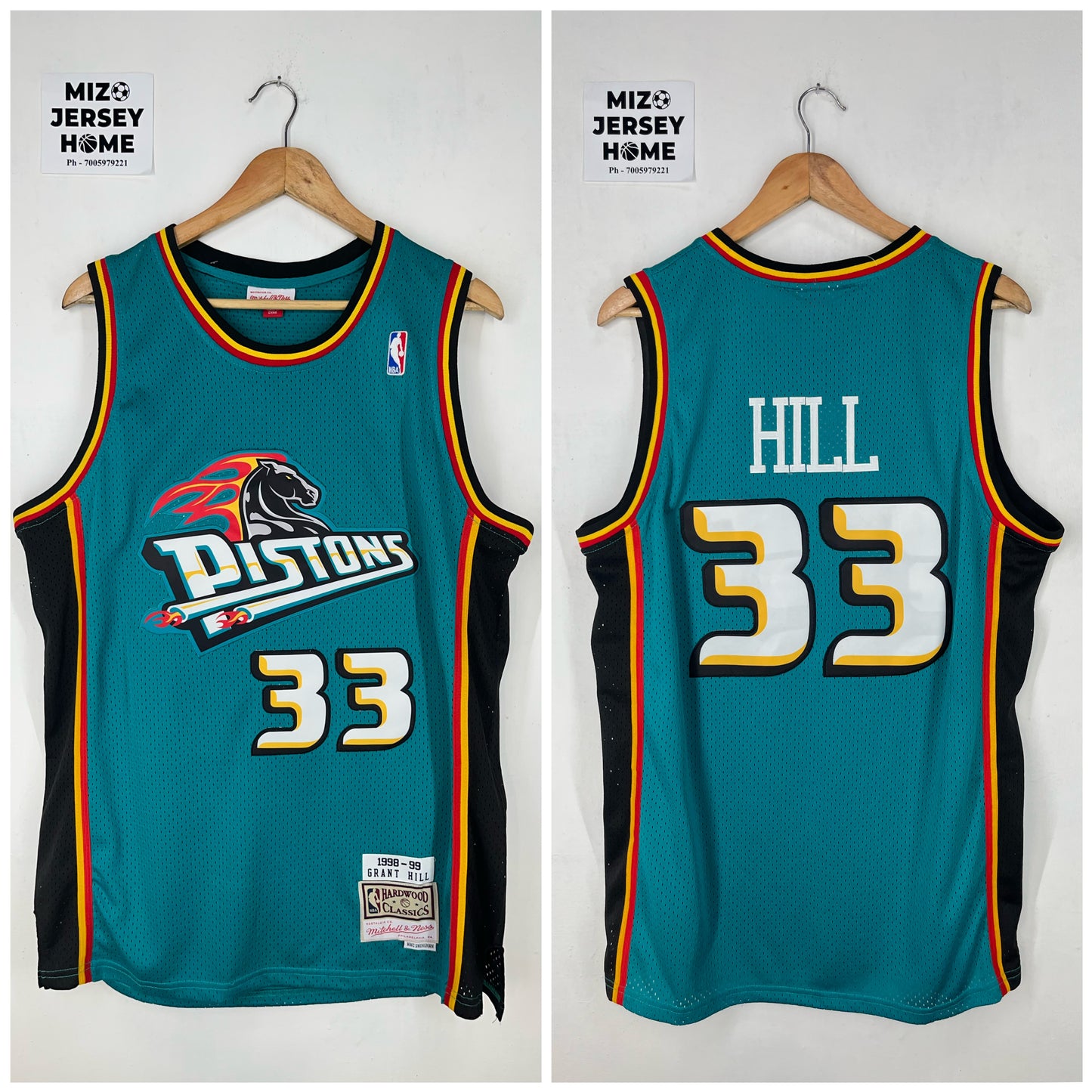HILL 33 Green  Detroit Pistons NBA Jersey
