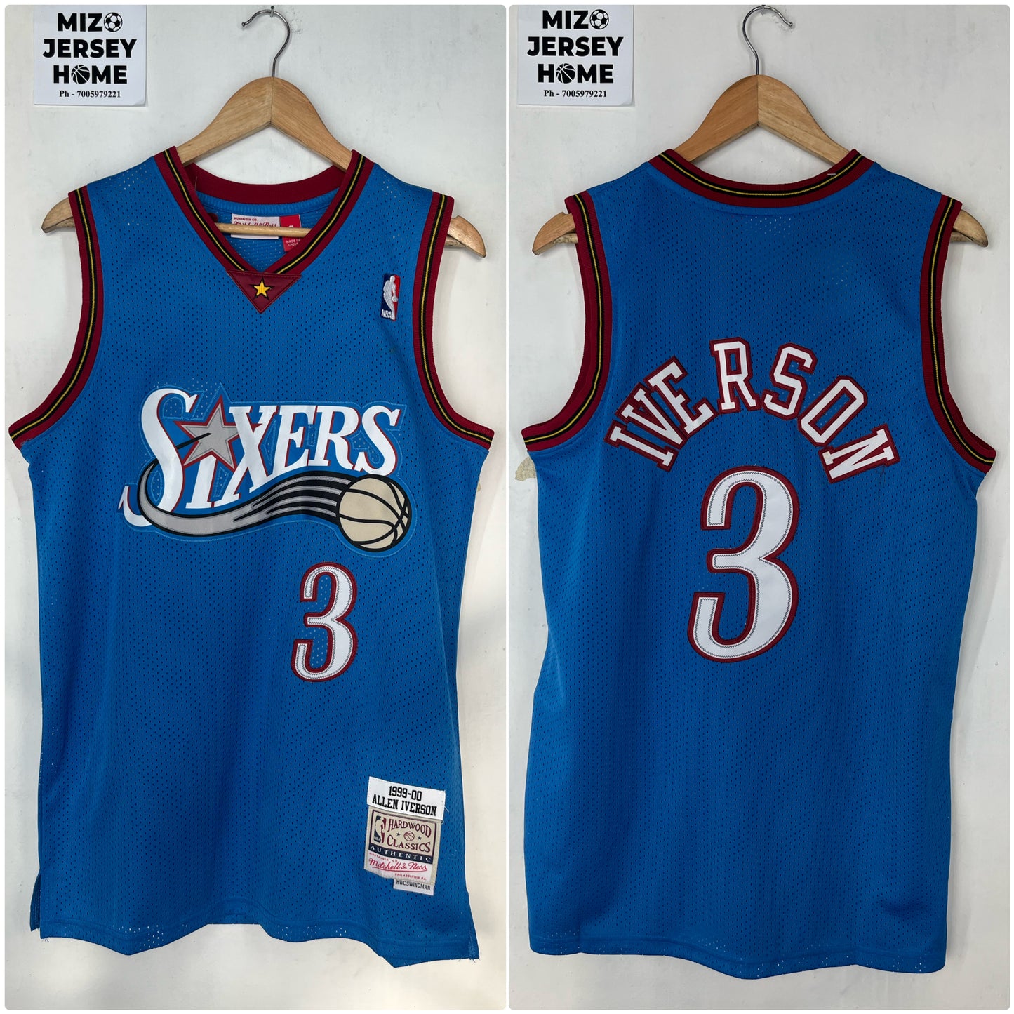 IVERSON 3 Blue  Philadelphia 76ers NBA Jersey