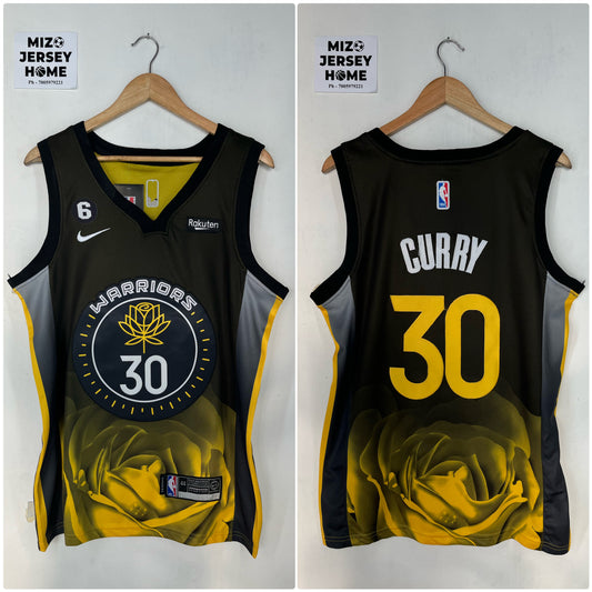 CURRY 30 Black & Yellow Golden State Warriors NBA Jersey