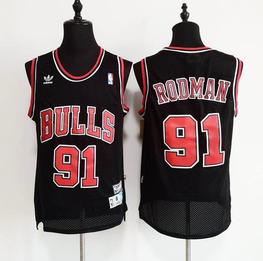 RODMAN 91 Black Chicago Bulls NBA Jersey