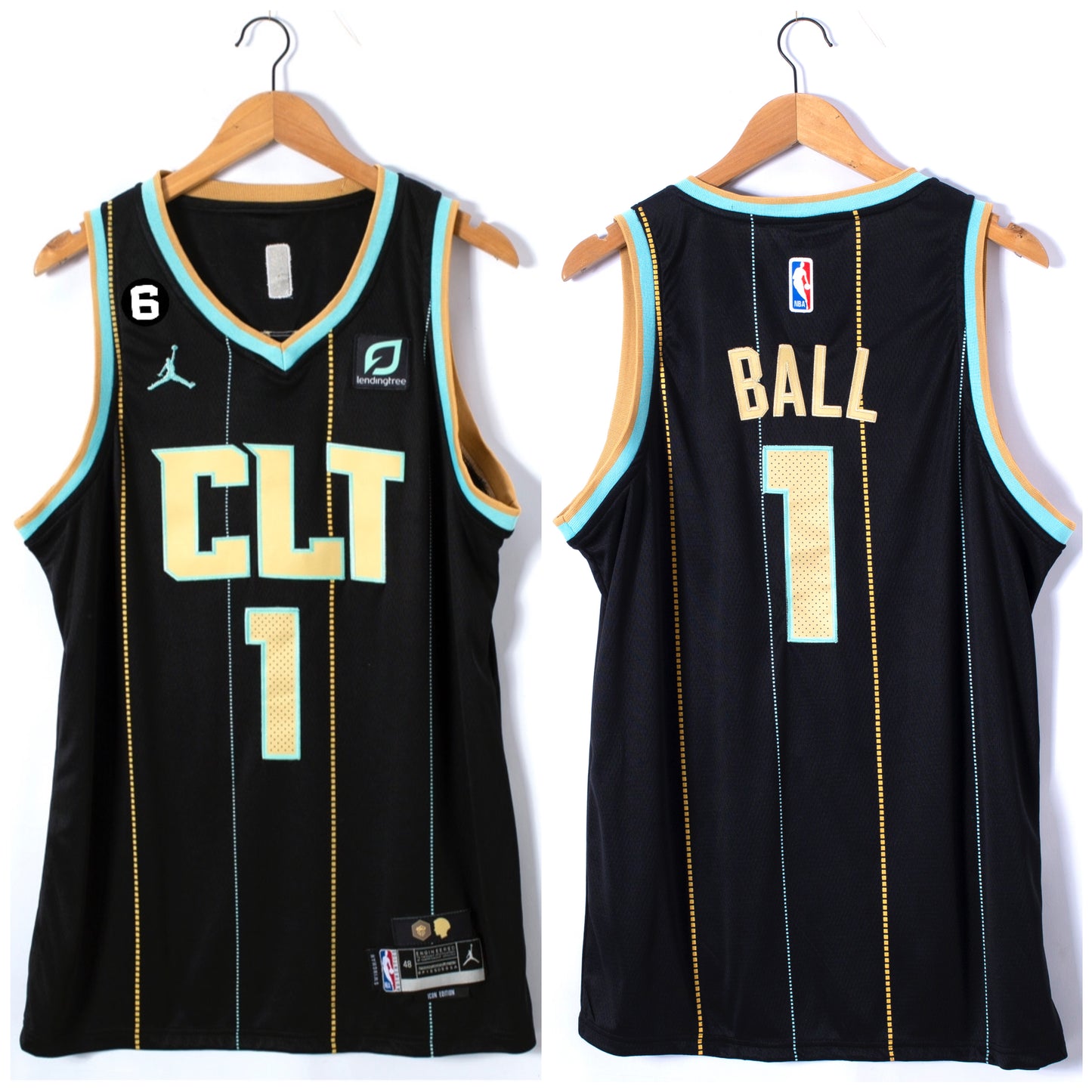 BALL 1 BLACK CLT Charlotte Hornets NBA Jersey