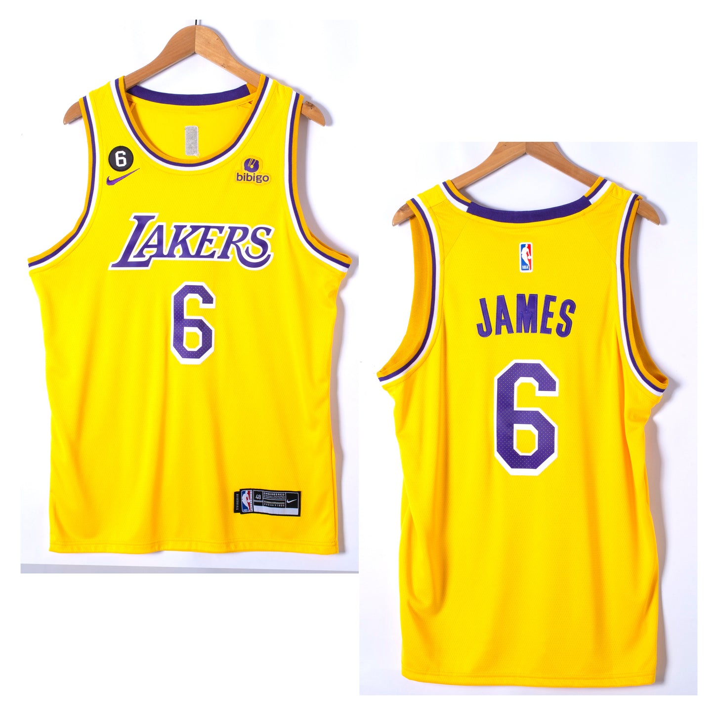 JAMES 6 Yellow Los Angeles Lakers NBA Jersey