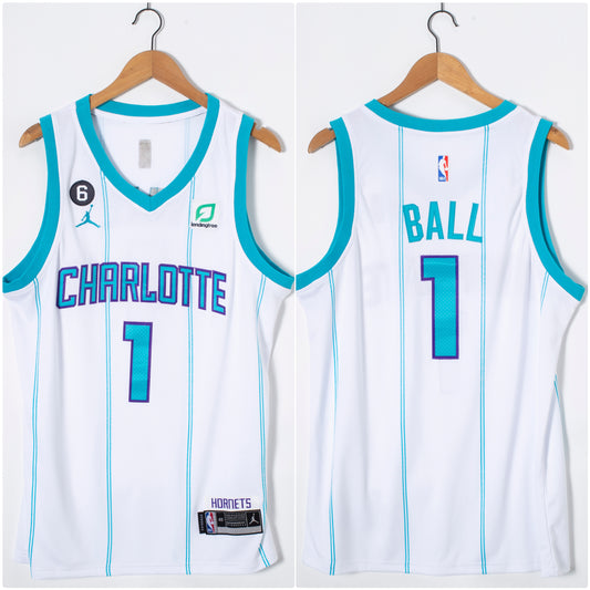 BALL 1 WHITE  Charlotte Hornets NBA Jersey