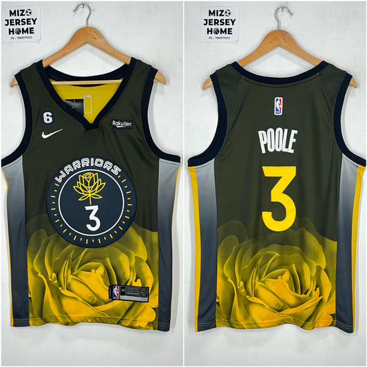 POOLE 3 Black & Yellow  Golden State Warriors NBA Jersey