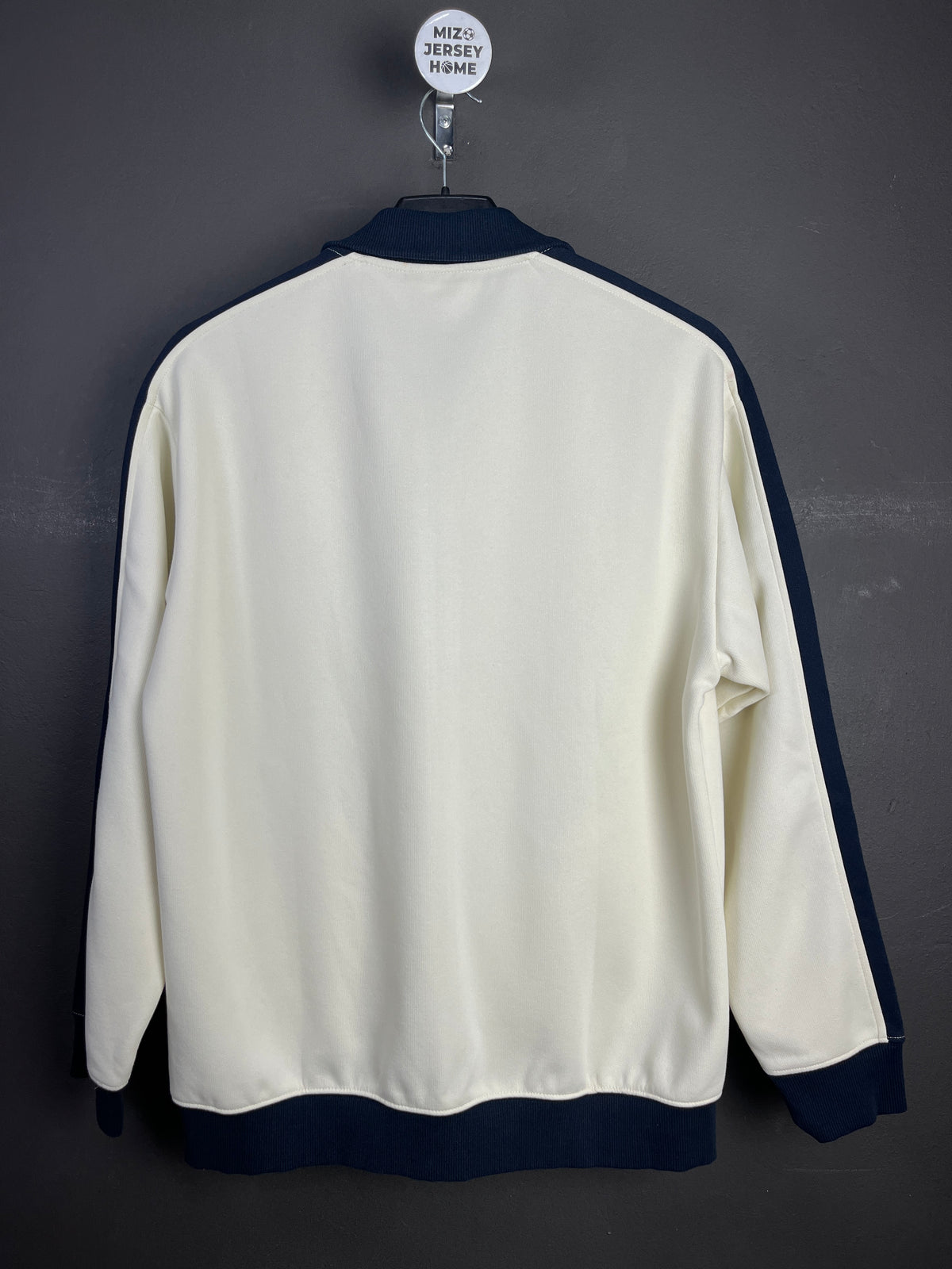Contrast Trim Stand Collar White & Navy Jacket  (Size-L)