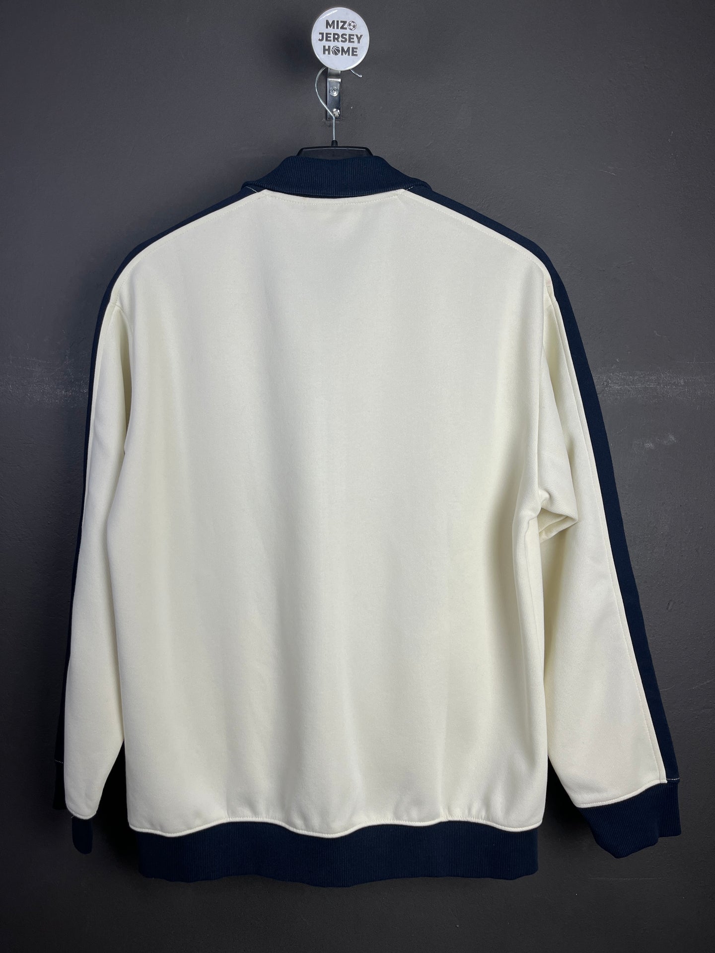 Contrast Trim Stand Collar White & Navy Jacket  (Size-L)
