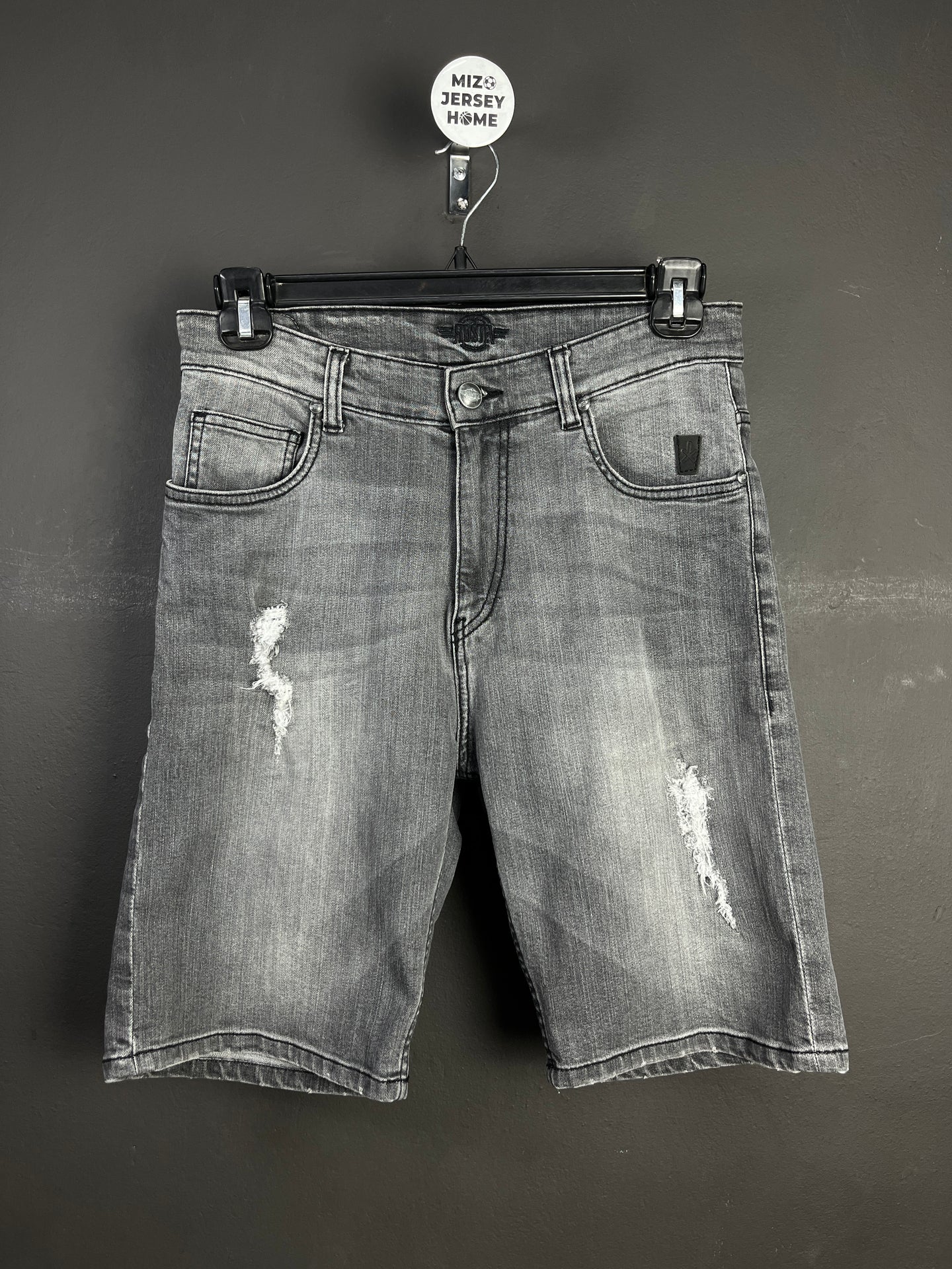 Men's Grey Washed Denim Shorts (Size-32)
