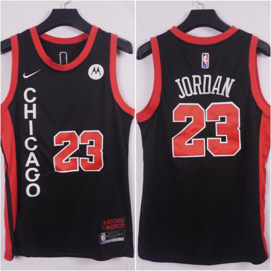 JORDAN 23 Black Red Chicago Bulls NBA Jersey
