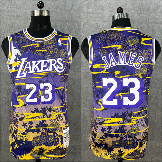 JAMES Purple Los Angeles Lakers Basketball Jersey