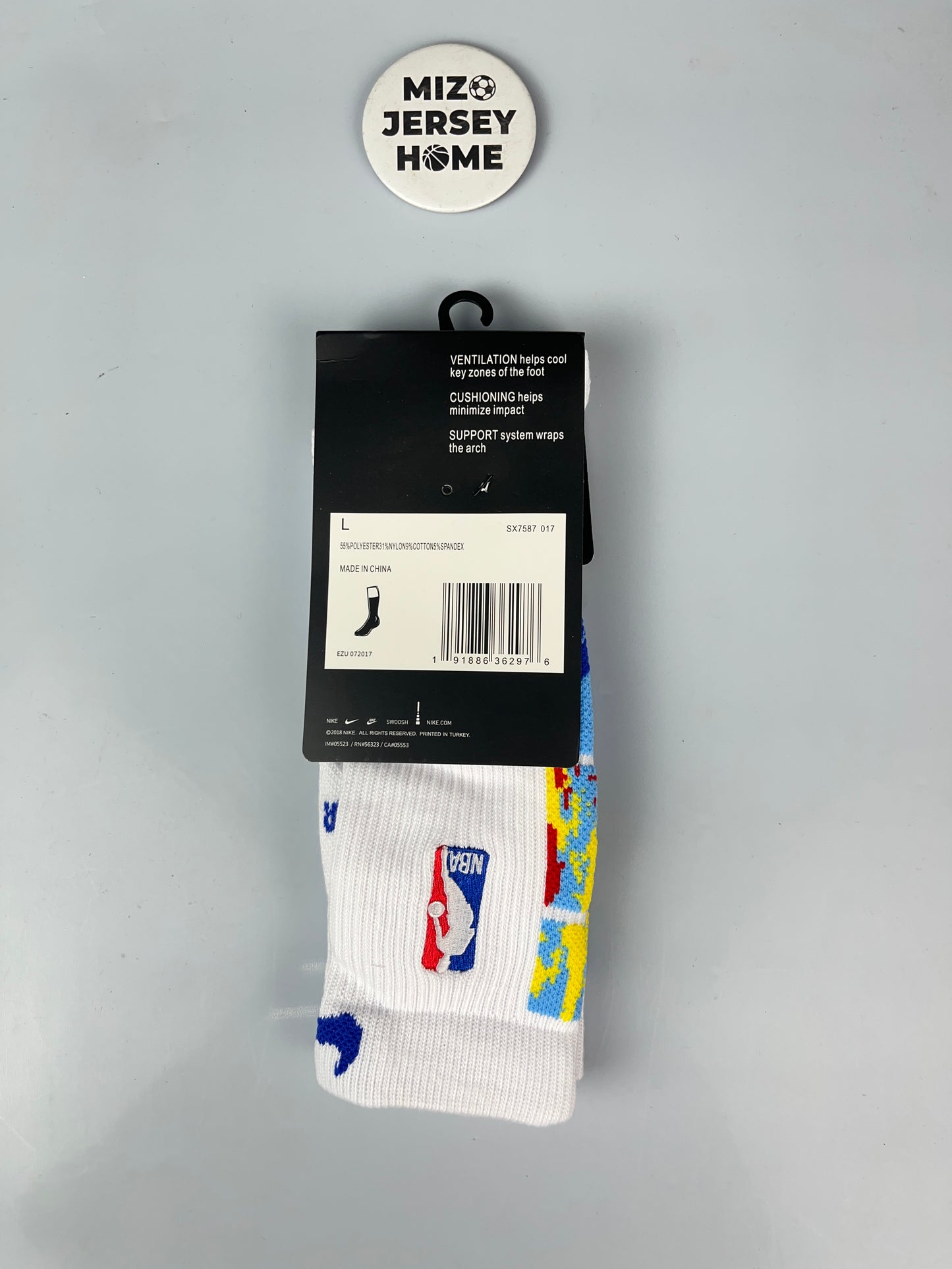 NIKE NBA White & Blue Crew Basketball Socks