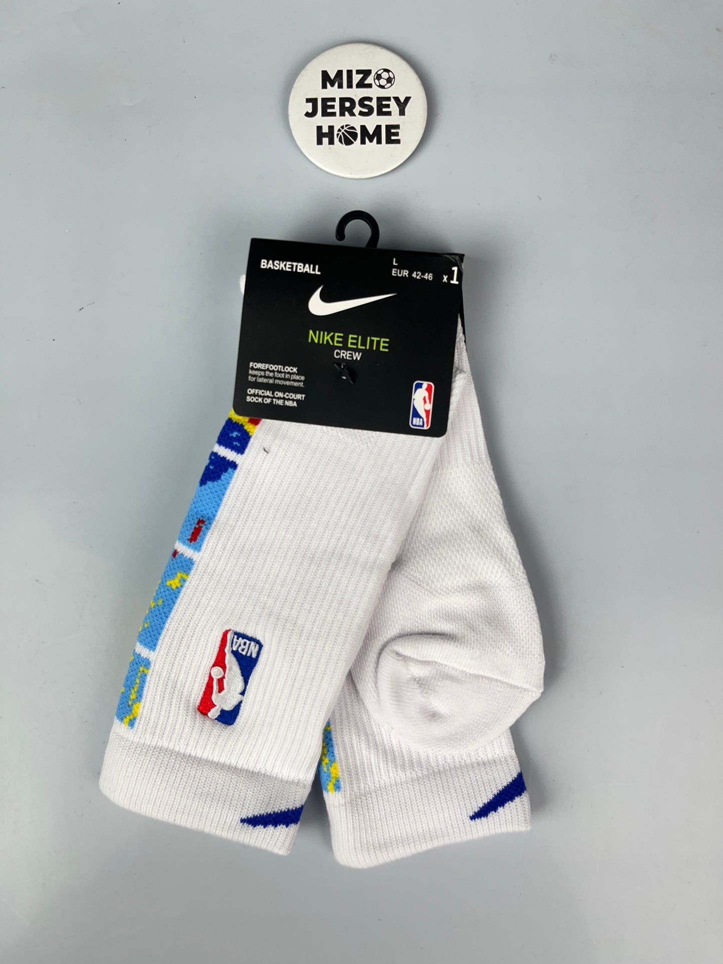 NIKE NBA White & Blue Crew Basketball Socks