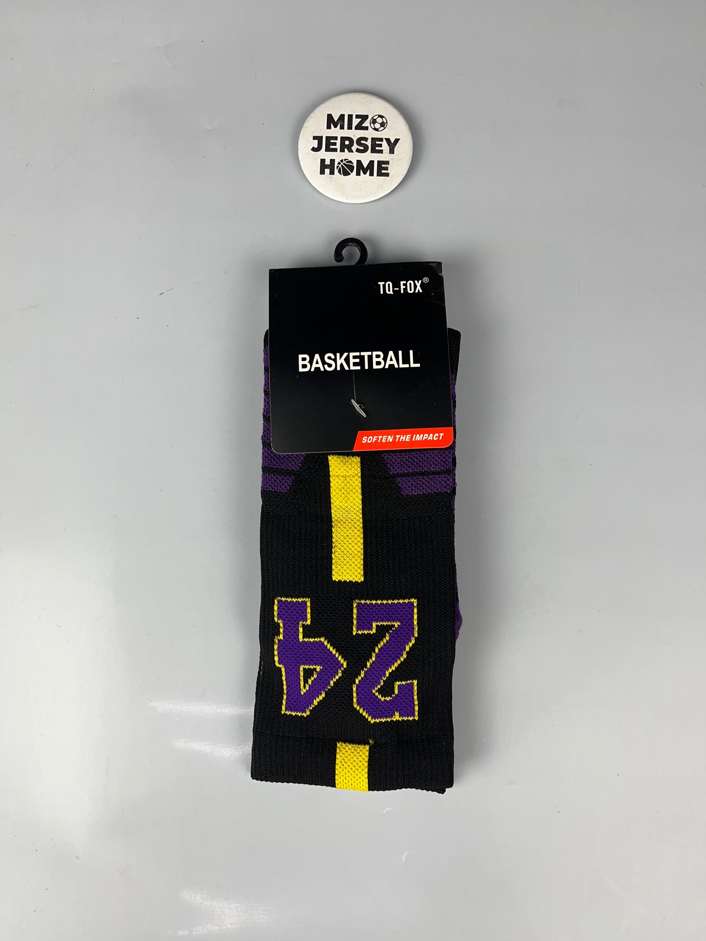 KOBE BRYANT 24 BLACK & PURPLE BASKETBALL CREW SOCKS