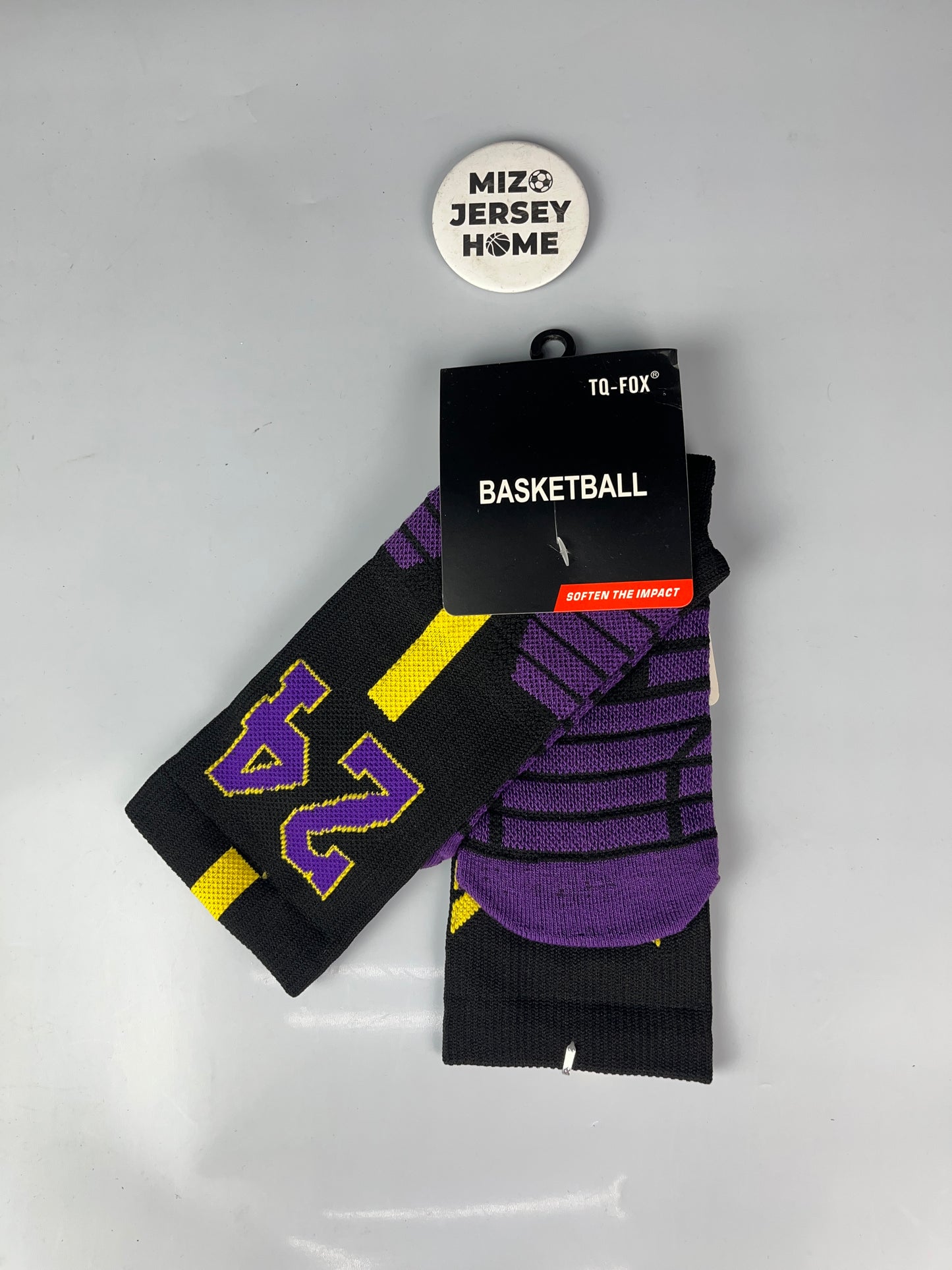 KOBE BRYANT 24 BLACK & PURPLE BASKETBALL CREW SOCKS