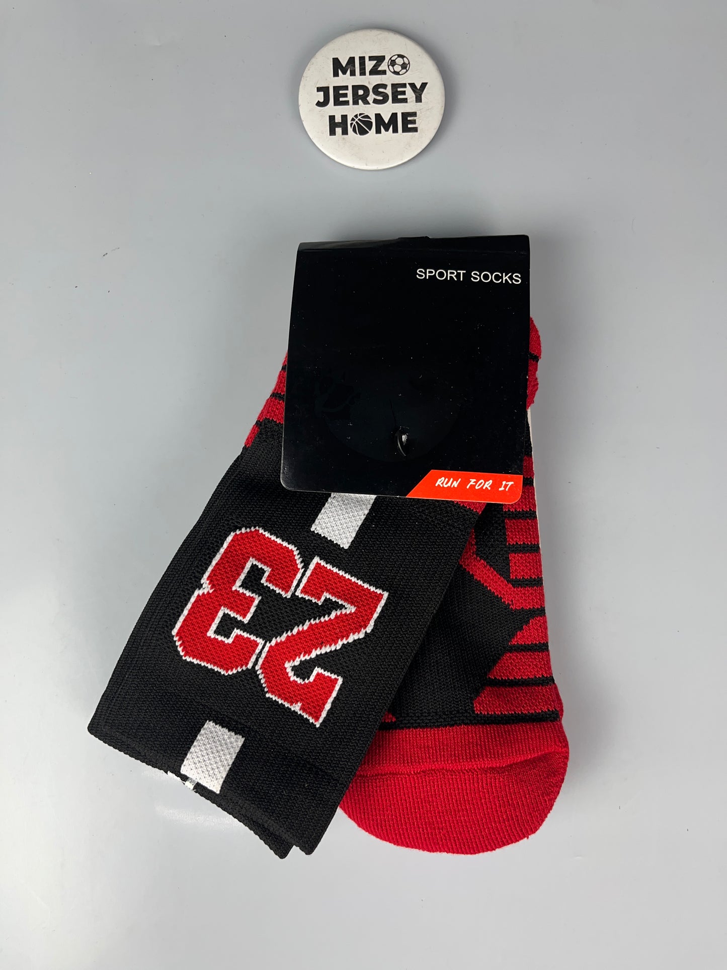 JORDAN 23 BLACK & RED BASKETBALL CREW SOCKS