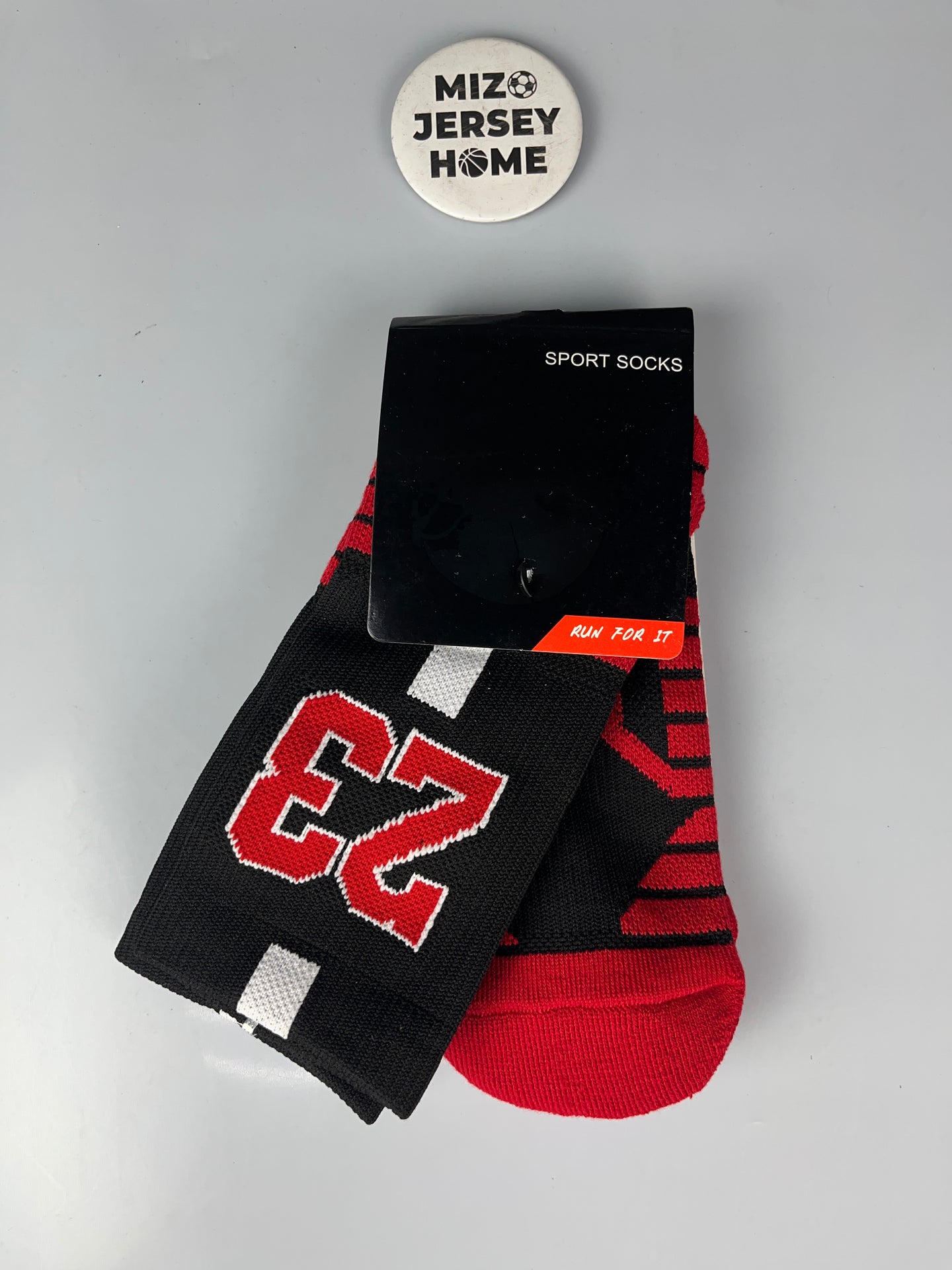JORDAN 23 BLACK & RED BASKETBALL CREW SOCKS