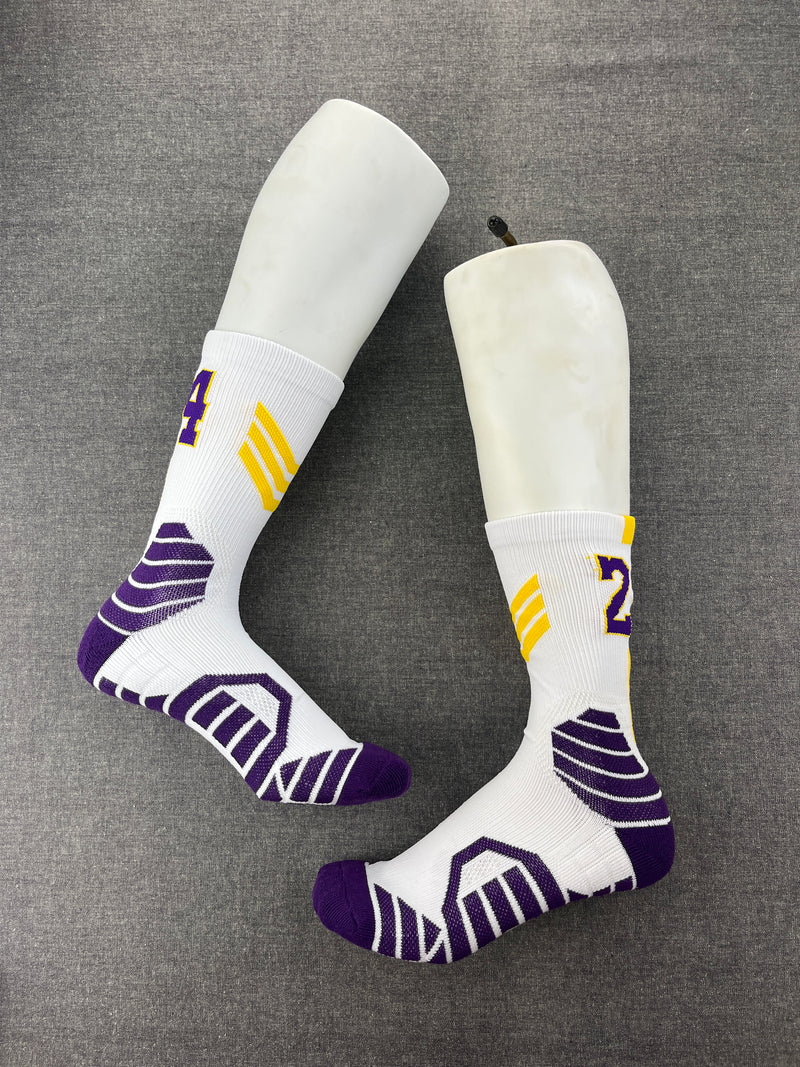 KOBE BRYANT 24 WHITE & PURPLE CREW SOCKS
