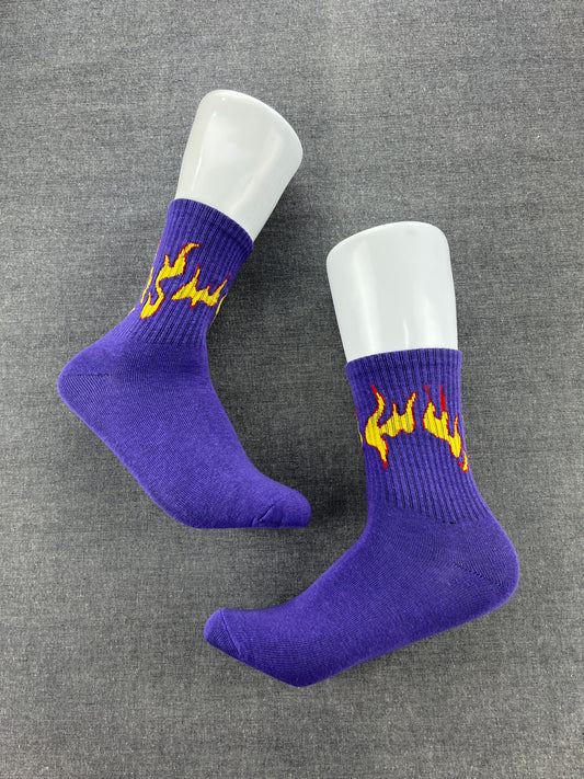 FLAME Purple Crew Socks