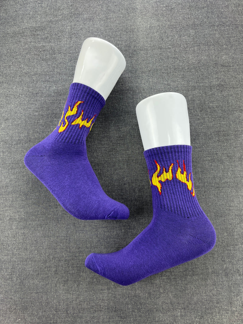 FLAME Purple Crew Socks