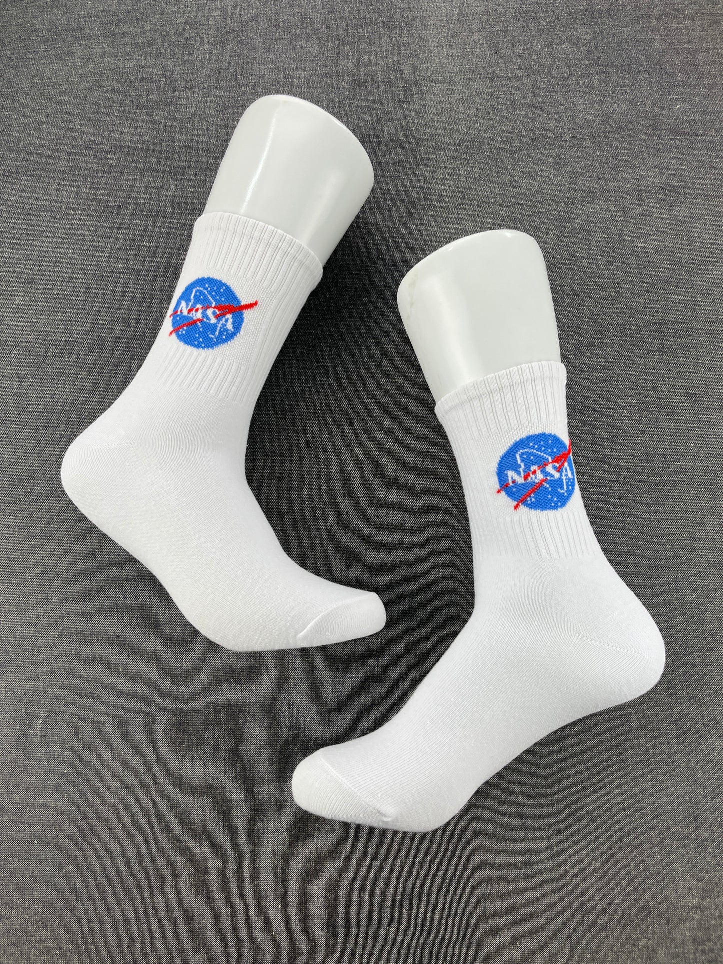 NASA White Crew Socks