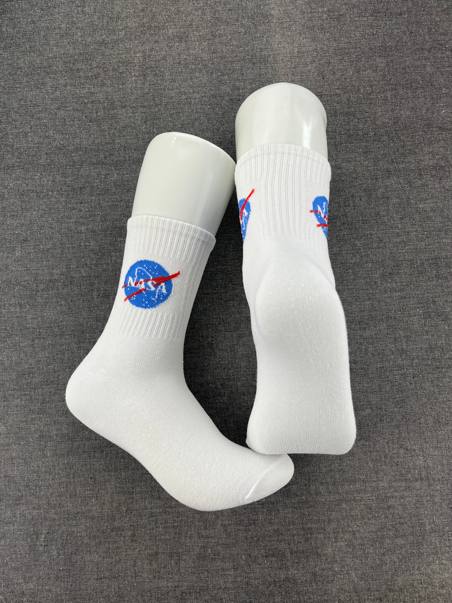 NASA White Crew Socks