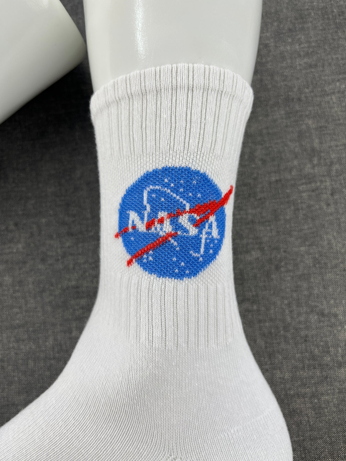 NASA White Crew Socks