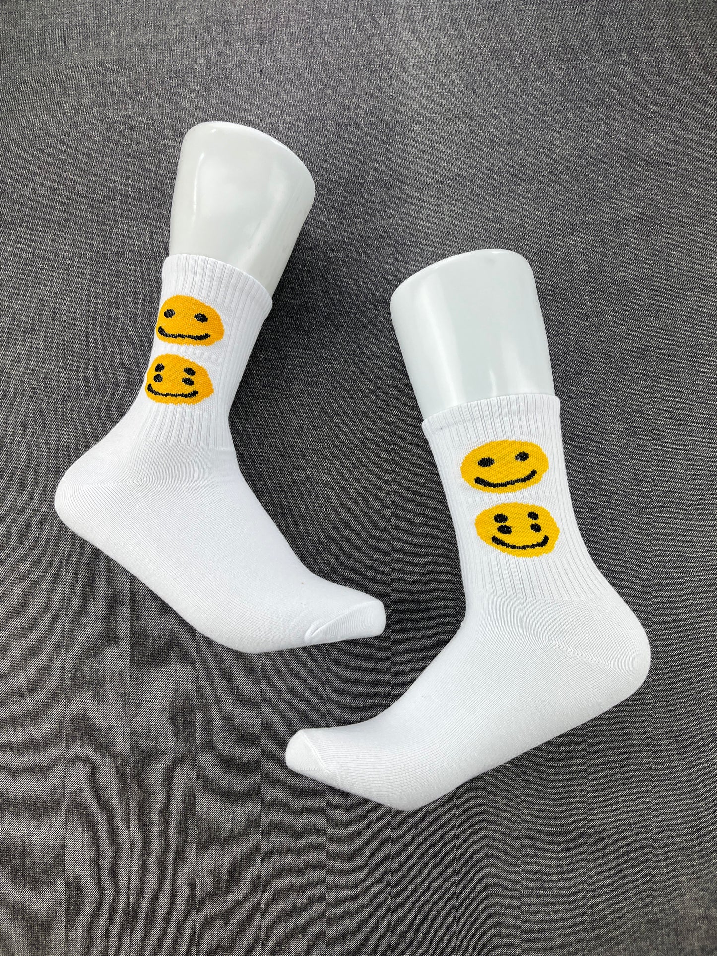 SMILEY White Crew Socks