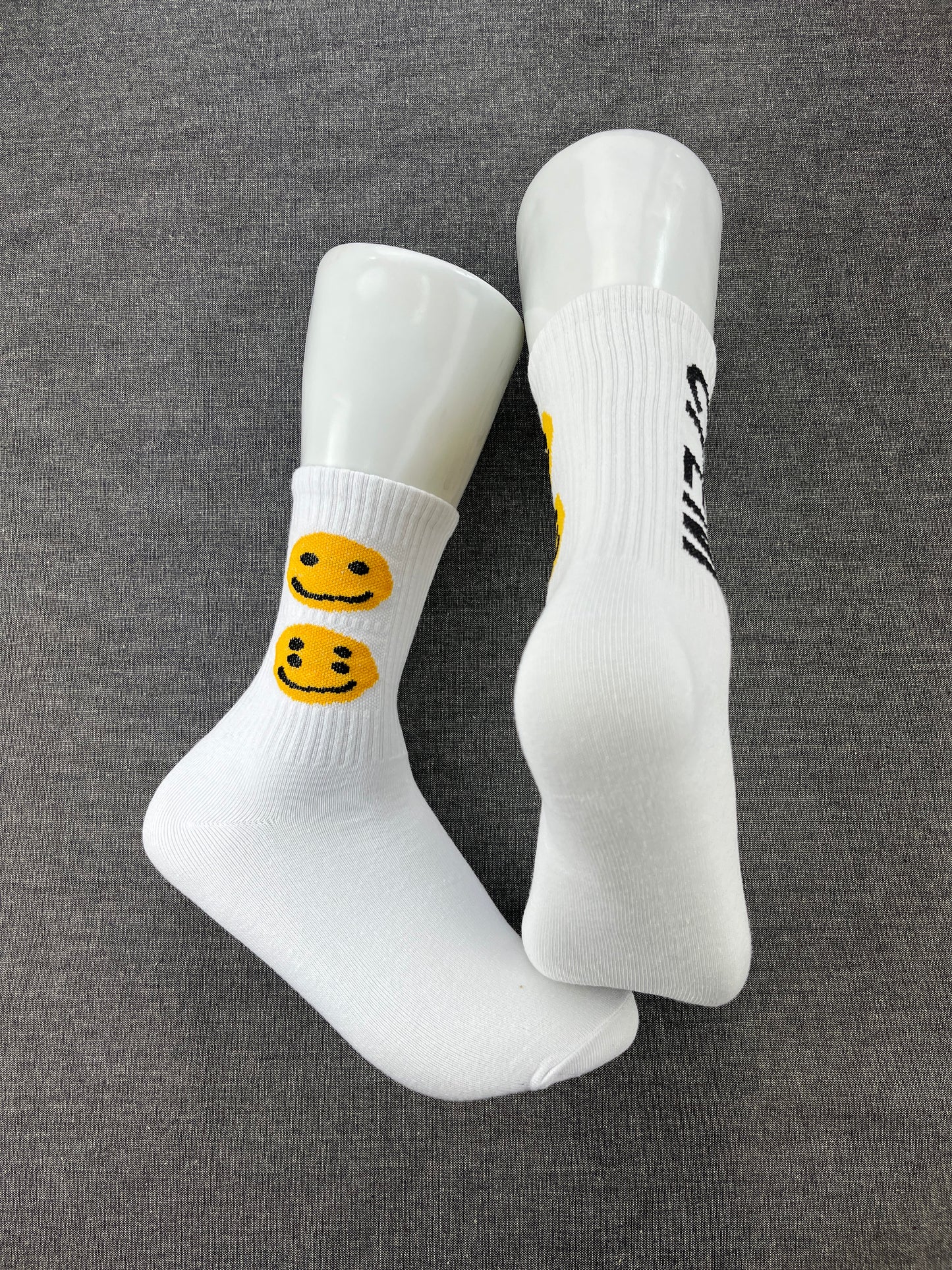 SMILEY White Crew Socks