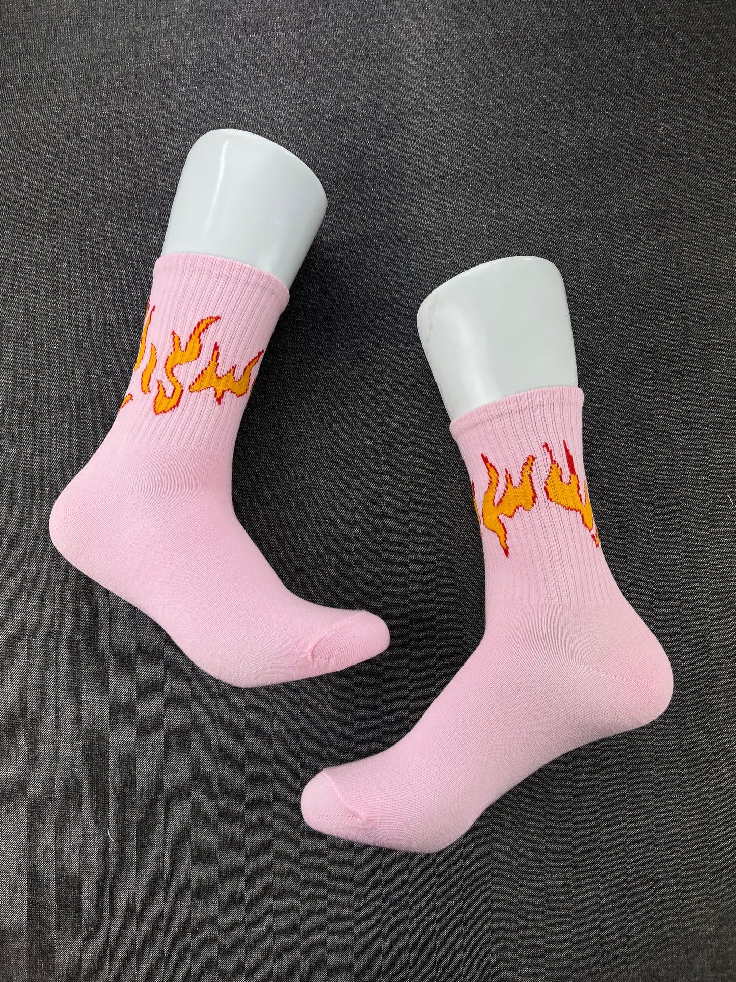 FLAME Print Pink Crew Socks