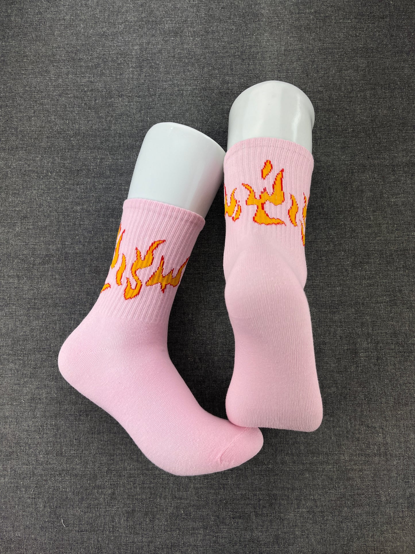 FLAME Print Pink Crew Socks