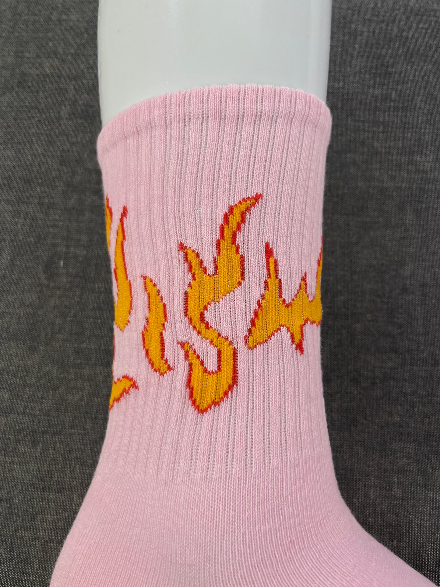 FLAME Print Pink Crew Socks