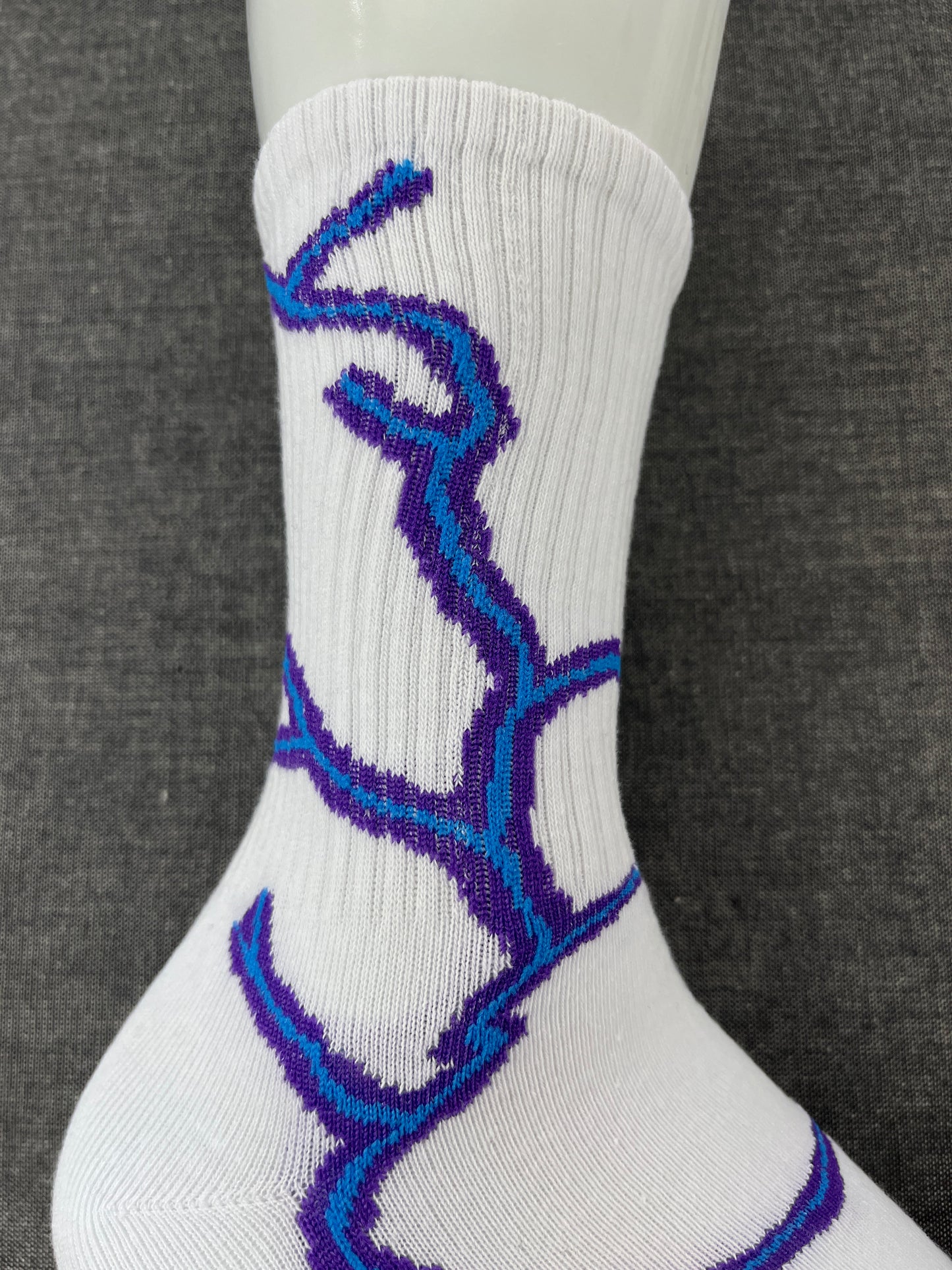 LIGHTNING Print White Crew Socks