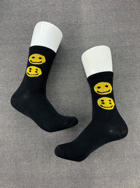 SMILEY Black Crew Socks