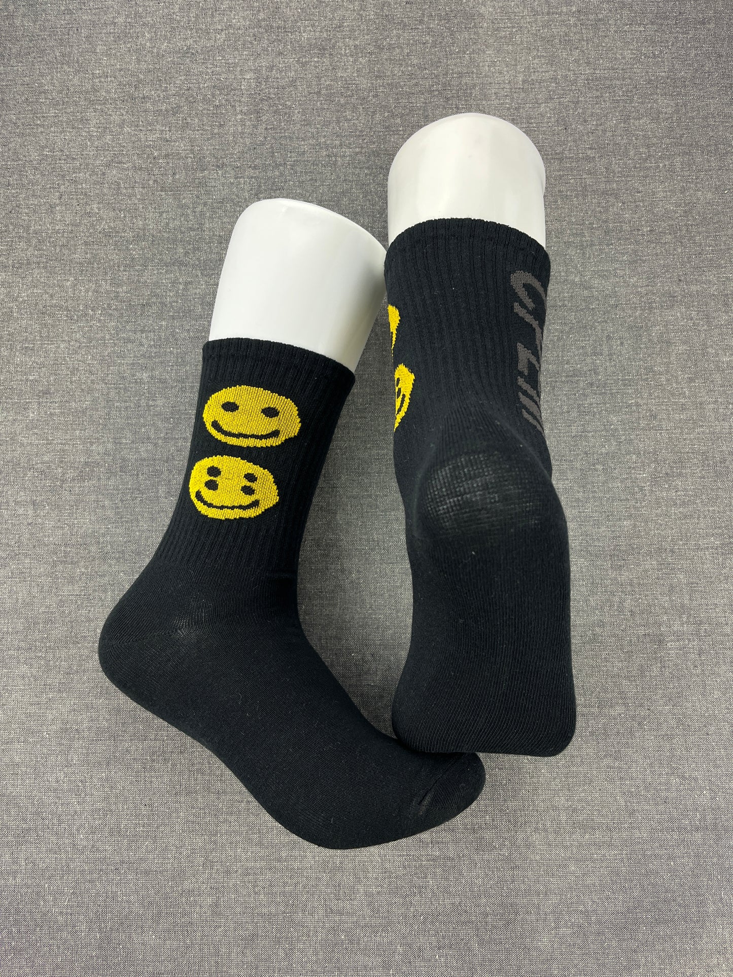 SMILEY Black Crew Socks