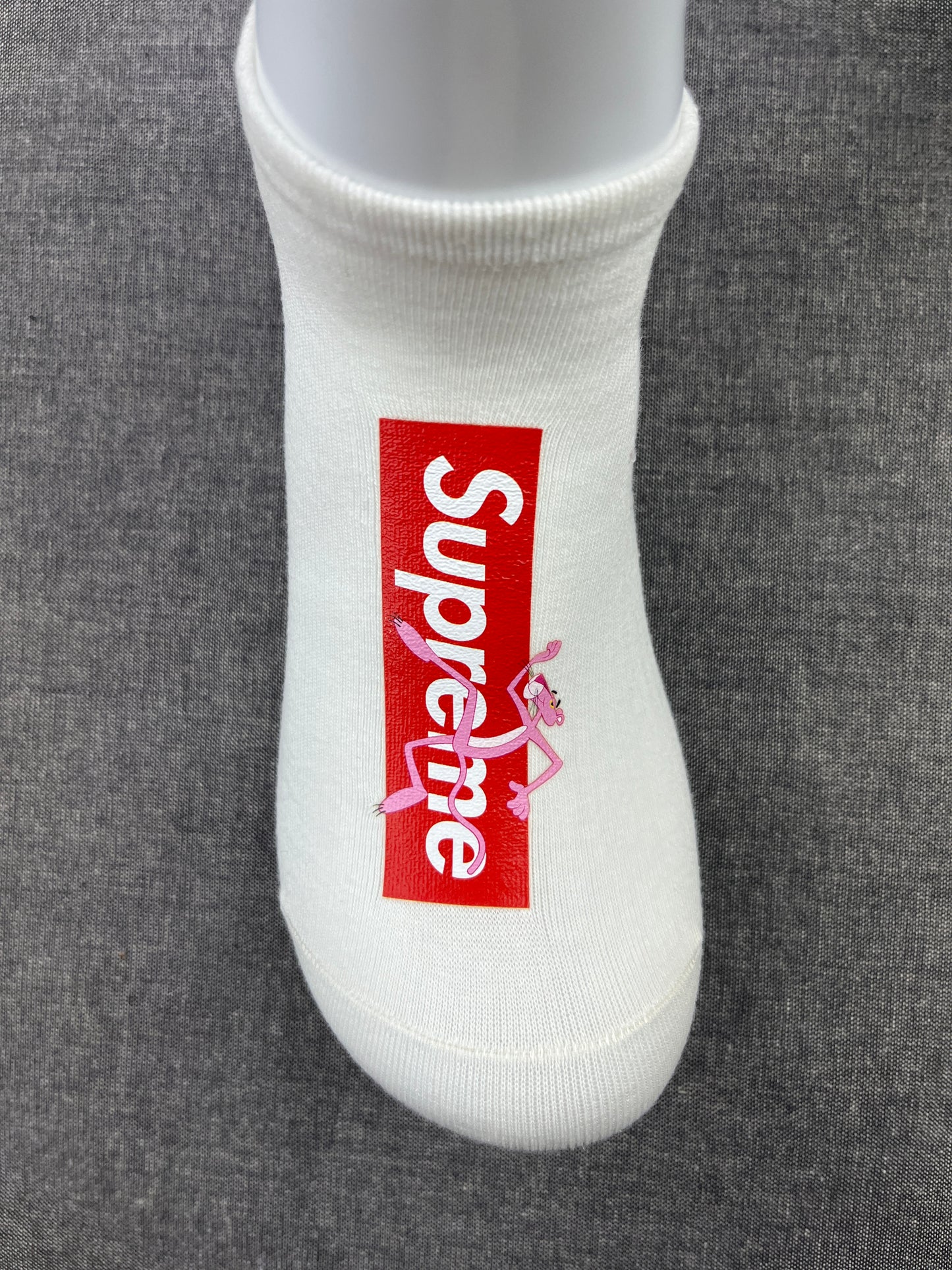 SUPREME Pink Panther White Ankle Socks