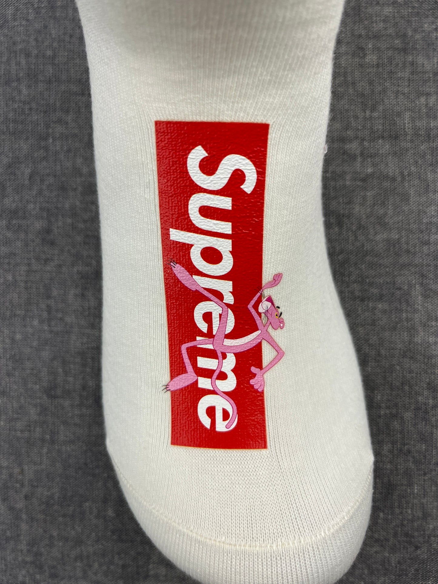 SUPREME Pink Panther White Ankle Socks