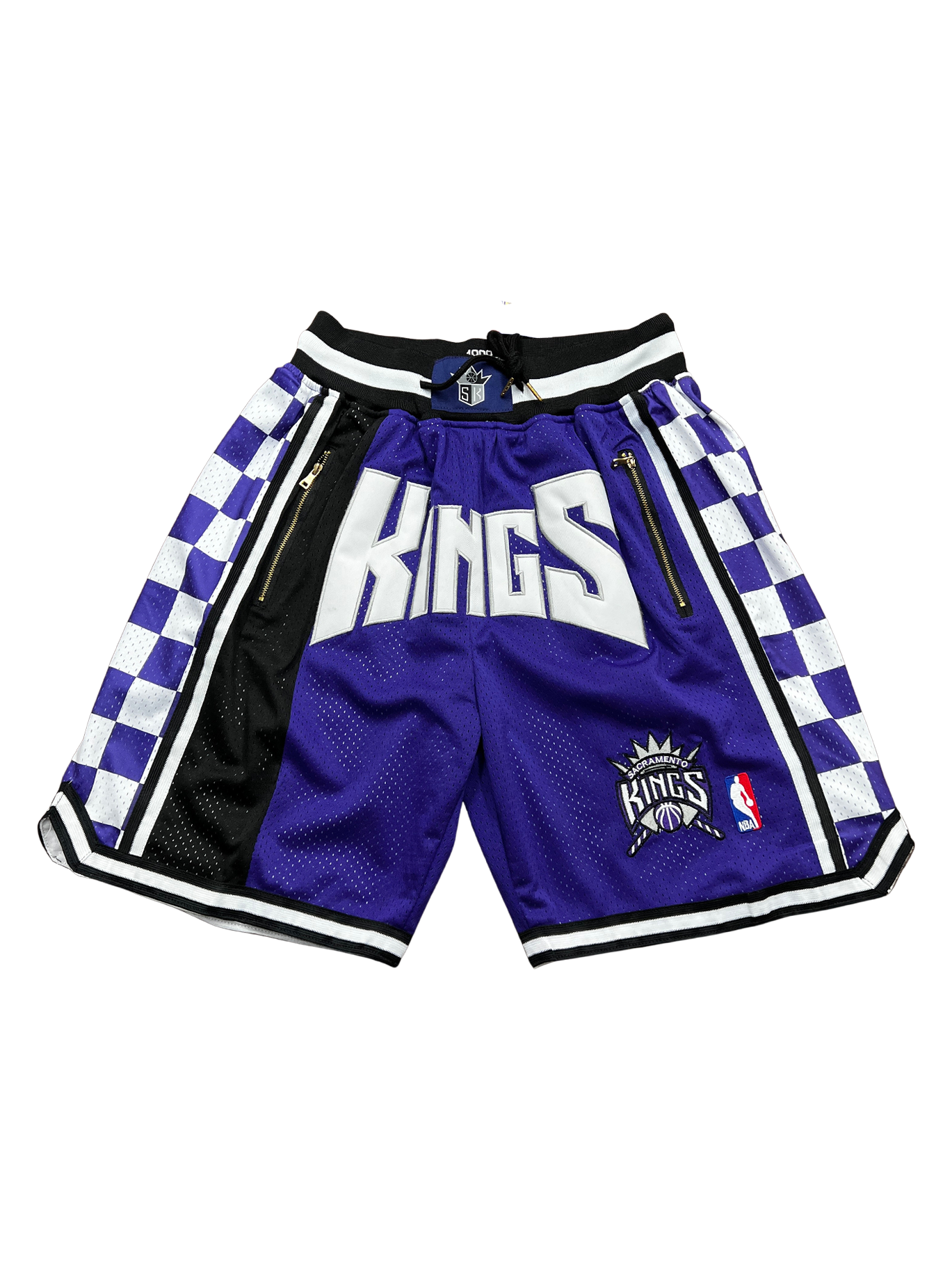 Sacramento Kings Black & Purple Shorts Full Embroidery