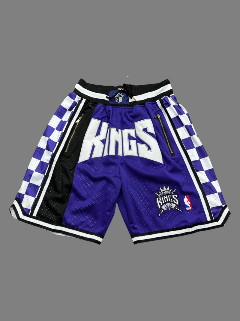 Sacramento Kings Black & Purple Shorts Full Embroidery