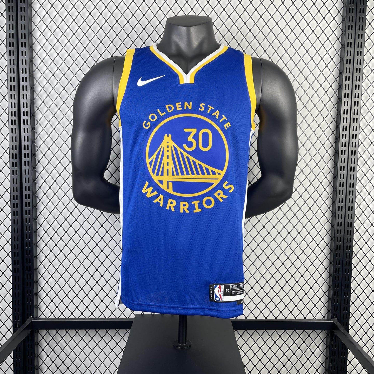 CURRY 30 Blue Golden State Warriors Heat Pressed Edition NBA Jersey