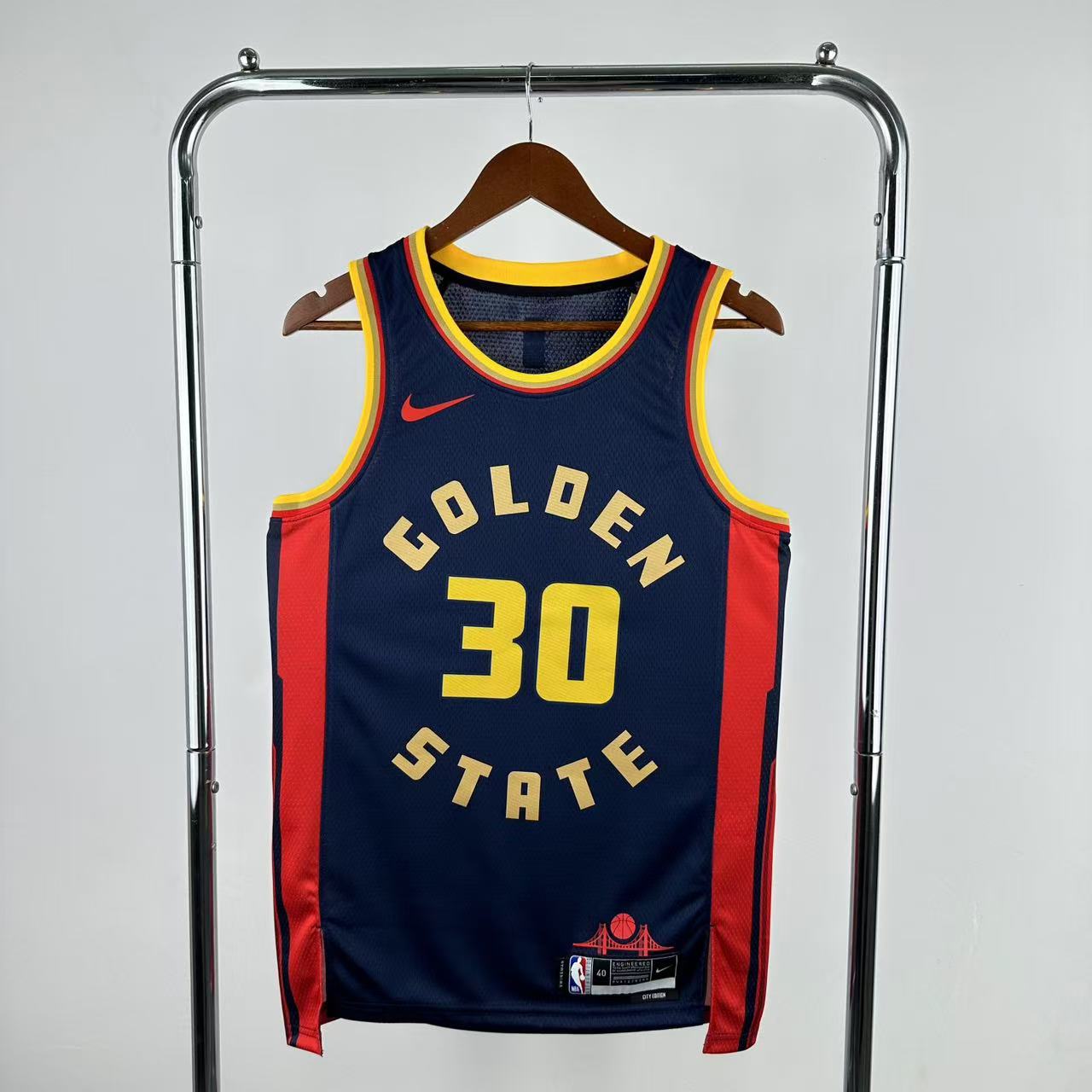 CURRY 30 Dark Blue Golden State Warriors Heat Pressed Edition NBA Jersey