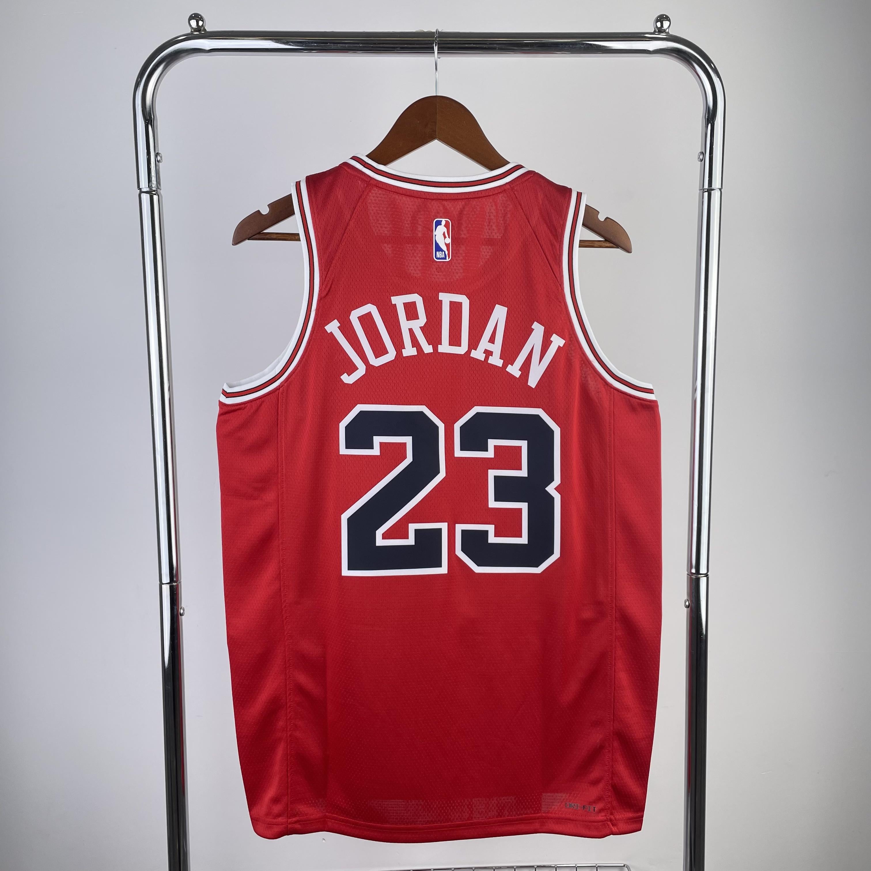 JORDAN 23 Red Chicago Bulls Heat Pressed Edition NBA Jersey