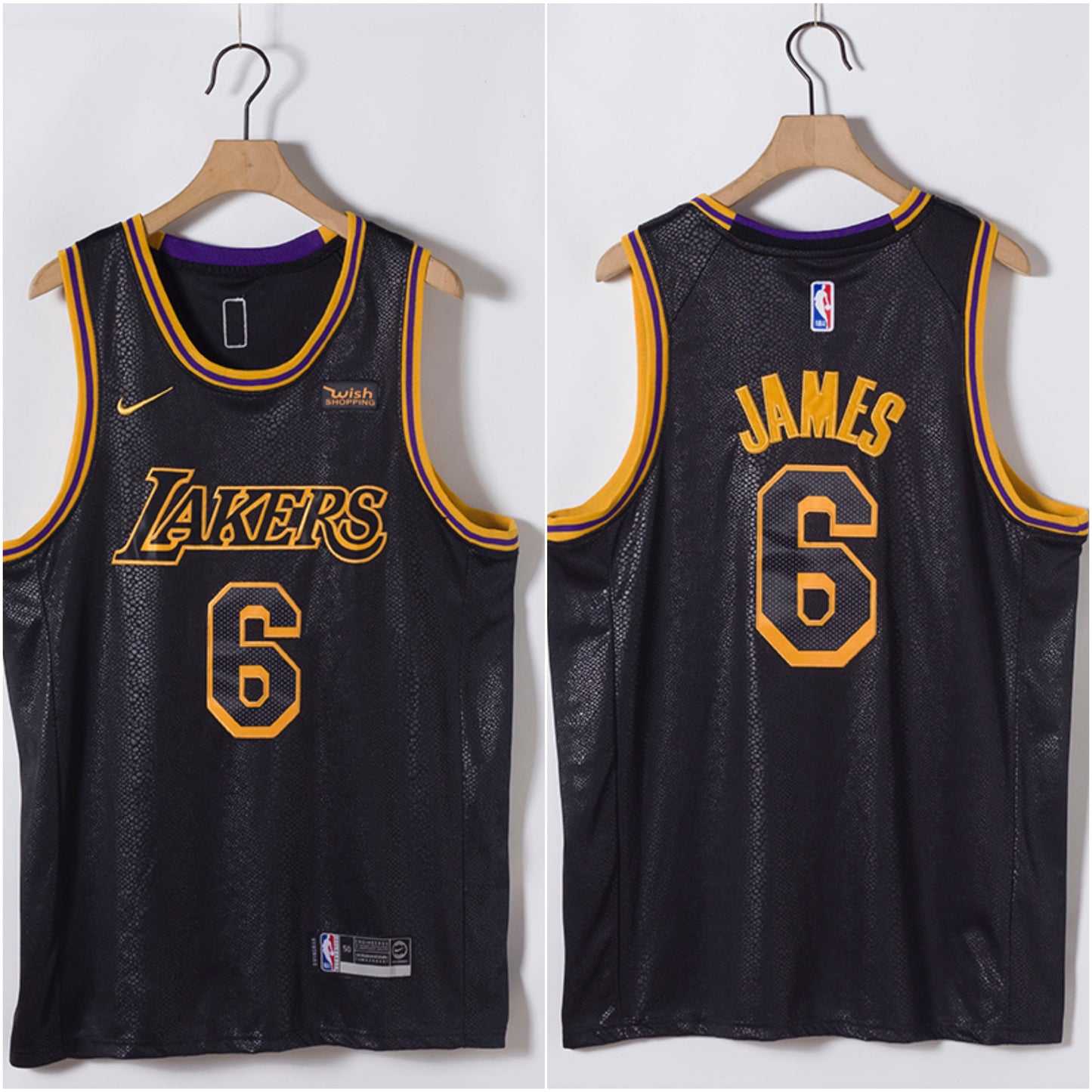 JAMES 6 Black Jersey Los Angeles Lakers NBA Jersey