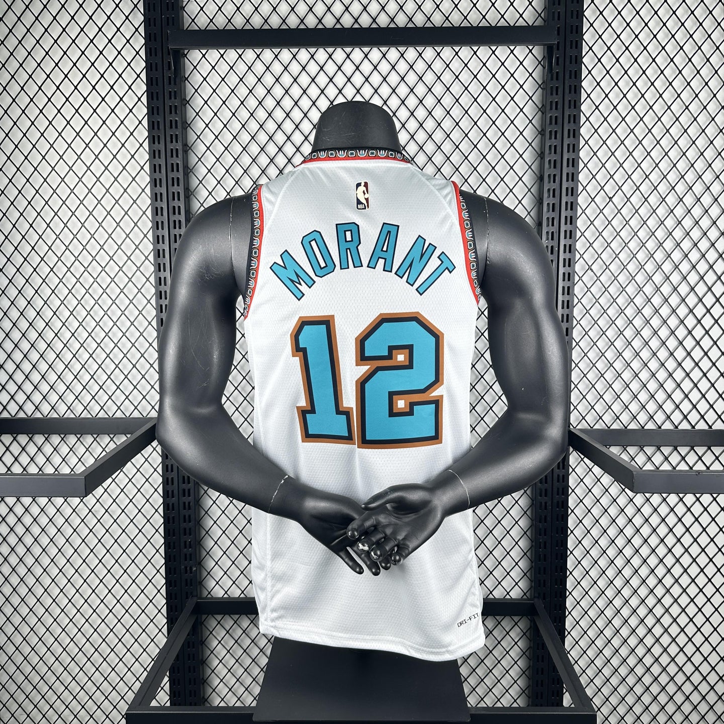 MORANT 12 White Memphis Grizzlies Heat Pressed Edition NBA Jersey