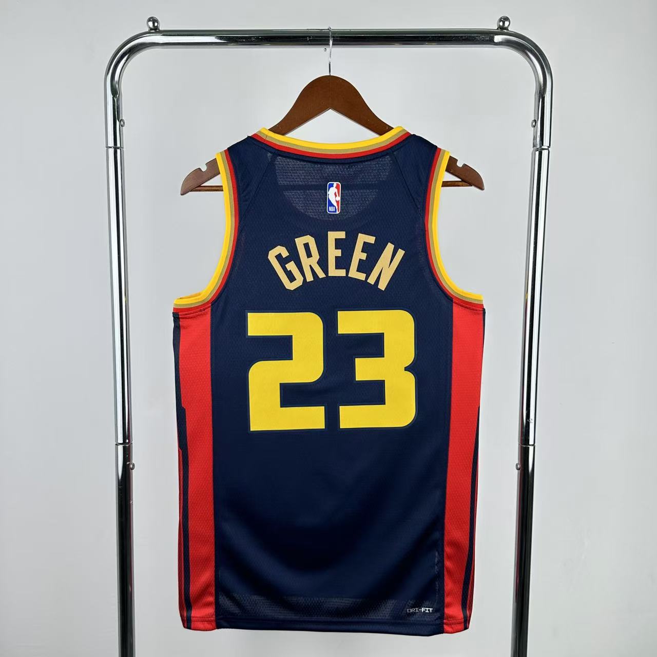 GREEN 23 Dark Blue Golden State Warriors Heat Pressed Edition NBA Jersey