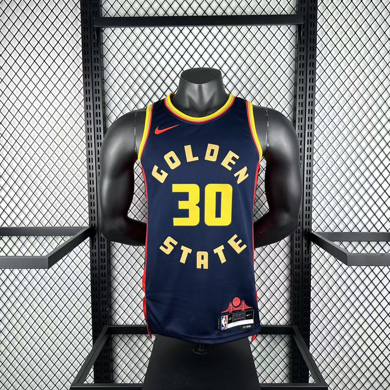 CURRY 30 Dark Blue Golden State Warriors Heat Pressed Edition NBA Jersey